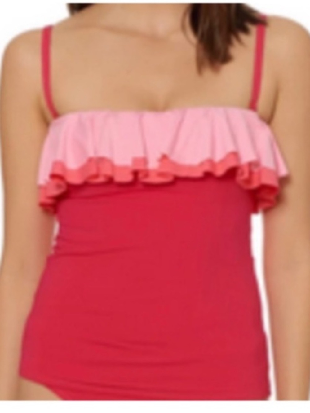 Rod Beattie Bright Pink Ruffle Swim Set Size 10 Top Size 8 Bottom
